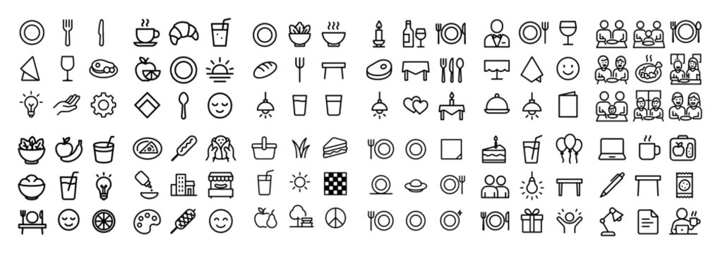 Diverse food and dining icons collection