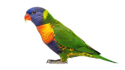 Isolated Rainbow Lorikeet bird perching, a colorful parrot native to Australia in nature