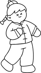 Chinese New Year 2026, the year of the Horse, red and gold line art characters, simple hand-drawn Asian elements with craft (Chinese translation: Happy Chinese New Year 2026, year of the Horse)