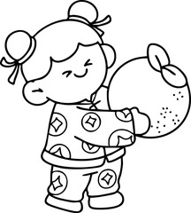 Chinese New Year 2026, the year of the Horse, red and gold line art characters, simple hand-drawn Asian elements with craft (Chinese translation: Happy Chinese New Year 2026, year of the Horse)