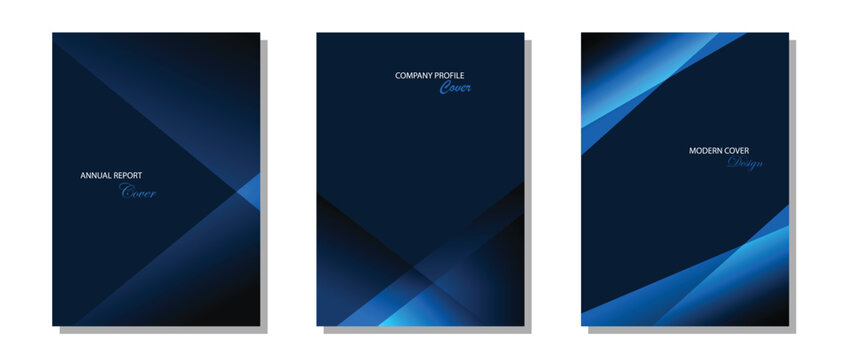 Dark blue cover design. Set of modern blue with shape and light. Suit for annual report, invitation, poster, company profile and others