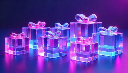 futuristic gift box with ribbon
