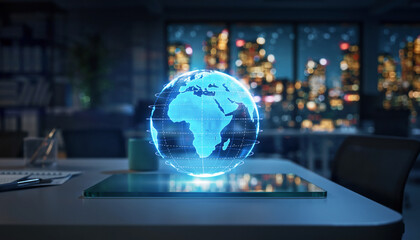 Global business and communication technology concept with digital network