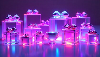 futuristic gift box with ribbon