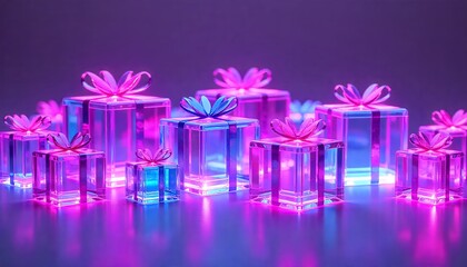 futuristic gift box with ribbon