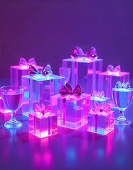 futuristic gift box with ribbon