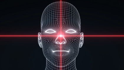 3d rendered human brain and eye scan with futuristic digital glow