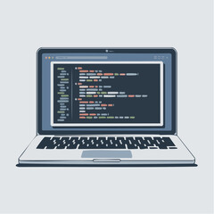 Laptop with Code Displayed on Screen.
