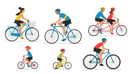 Obraz premium Diverse Group of People Cycling Together Adults and Children Enjoying Outdoor Activity