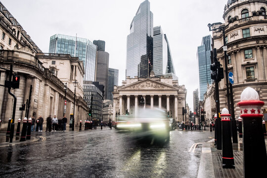 Motion Blur City of London financial centre skyline background