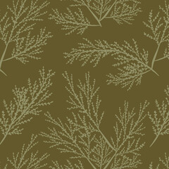 Floral Minimalistic Background with Leaves Japanese Style. Leaf Seamless Pattern. Botanical Pattern Background for Fabric, Textile, Surface Design. 