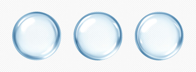 Collagen serum or essence drops. Collagen serum bubbles. Cosmetic essence. Concept skincare cosmetics solution. Vector illustration