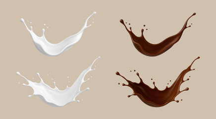 Milk and chocolate splashеs. Vector illustration