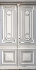 Naklejka premium Colorful vintage wooden doorway with distressed paint textures. Artistic old door.