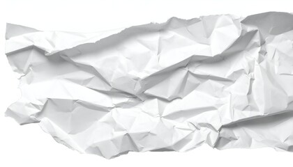 Obraz premium Close-up of crumpled, torn white paper against a clean white background