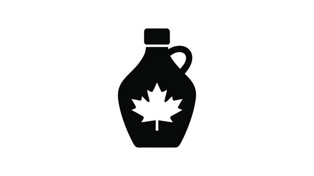 Black silhouette of a classic maple syrup jug with a canadian maple leaf emblem