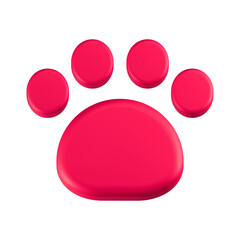 3d rendering icon paw red color