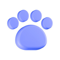 3d rendering icon paw blue color