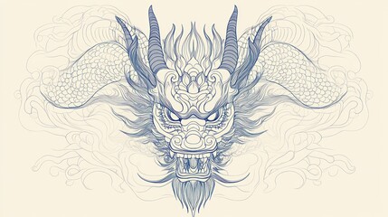 Fototapeta premium Dragon Head Art, Asian Style