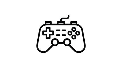 Simple outline icon of a classic video game controller on a white background