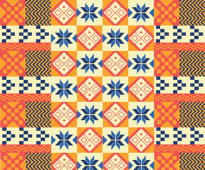 Geometric Floral Vector Wallpaper Pattern with Unique Colorful Flower Designs and Vintage Art Texture for Trendy Decor