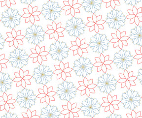 Decorative Seamless Floral Pattern Set with Retro Style Flowers, Colorful Nature Elements, and Artistic Vintage Texture
