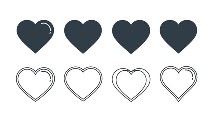 Collection of Heart Icons: Filled, Outline, and Animated Styles for Design