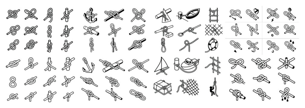 Variety of knots and rope techniques illustrated