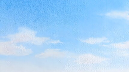 Obraz premium Watercolor style depiction of a serene blue sky filled with fluffy white clouds suggesting a bright and peaceful atmosphere for creative use