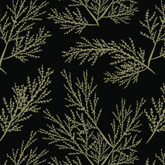 Floral Minimalistic Background with Leaves Japanese Style. Leaf Seamless Pattern. Botanical Pattern Background for Fabric, Textile, Surface Design. 