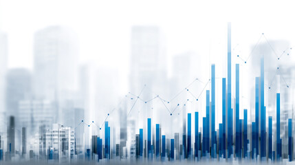 A digital stock market graph with blue and gray lines