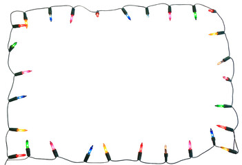 christmas frame with colorful lights