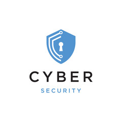 Modern cybersafe security abstract logo template with shield and technology concept.