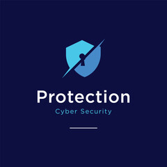 Modern cybersafe security abstract logo template with shield and technology concept.