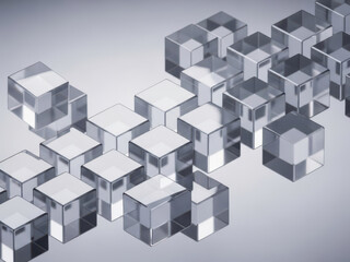 ブロックチェーンやデータ構造をイメージさせるクリスタルの箱