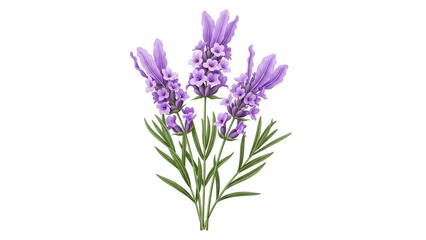 Naklejka premium Beautiful Lavender Flowers Isolated on White Background.