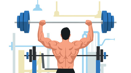 Naklejka premium Muscular man lifting barbell in gym | fitness and strength training concept