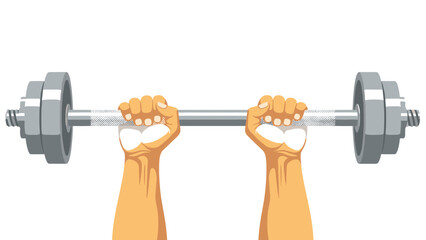 Hands lifting barbell in gym setting with focus on strength and fitness