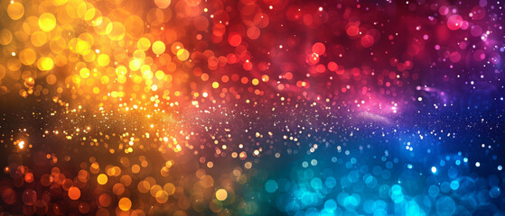 Fototapeta premium Colorful Festive mockup for greeting card. Snow-covered blurred bokeh background. Holiday, celebration, Christmas, New Year, Valentines Day. Copy space