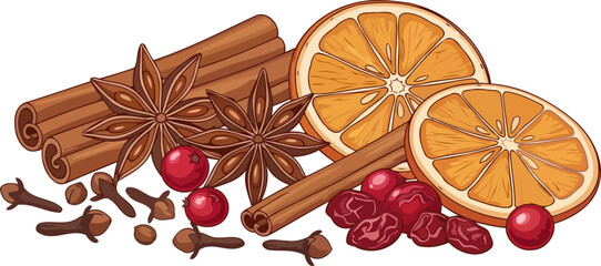 winters embrace a symphony of aromatic spices and festive flavors, isolated on transparent background