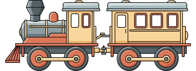 a whimsical journeys start chugging towards childhood dreams and new adventures, isolated on transparent background