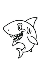 Fototapeta premium Funny blue cartoon shark vector illustration isolated on white, a happy marine animal fish icon design