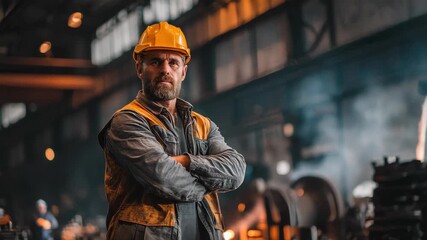 Portrait of male worker standing in metal industry