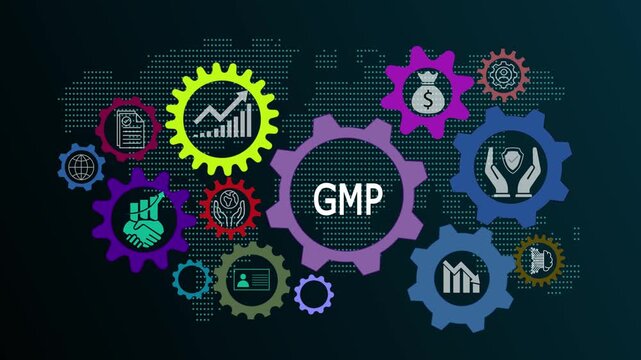 GMP animation video demonstrating international standard organization frameworks, global technology networks, and internet-enabled quality and production management systems.