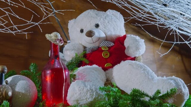 Teddy bear ornament on fasade outdoor.Teddy bear ornament closeup. Strasbourg, France
