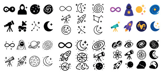 Fototapeta premium Astronomy symbols and icons collection