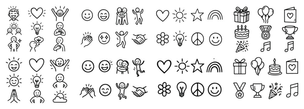 Collection of diverse emoji symbols and icons