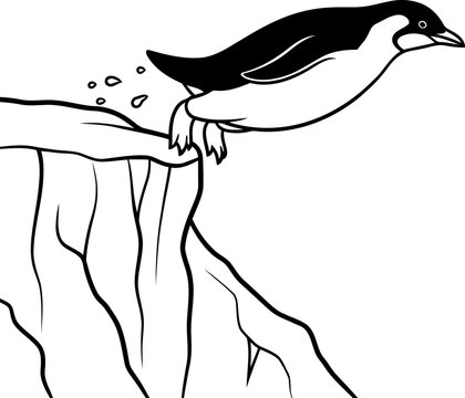 leap of faith a penguins bold dive into the icy unknown waters, isolated on transparent background