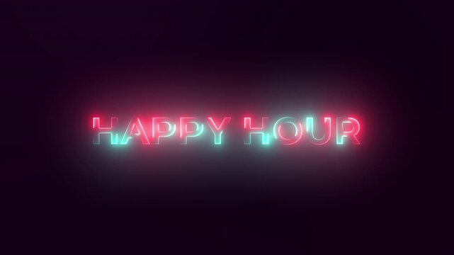 neon video animation happy hour. High-quality 4K Video