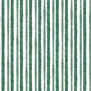 Striped watercolor pattern. Hand painted background in green color.
